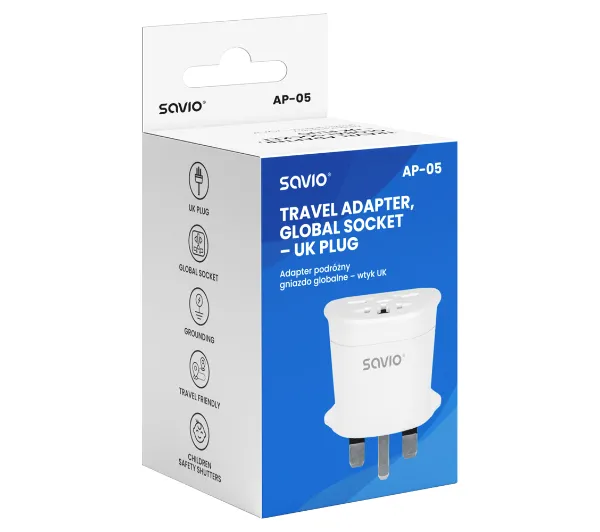 Savio AP-05 gniazdo globalne – wtyk UK