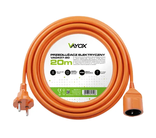 Vayox VA0437-20 1 gniazdo 20m Pomarańczowy