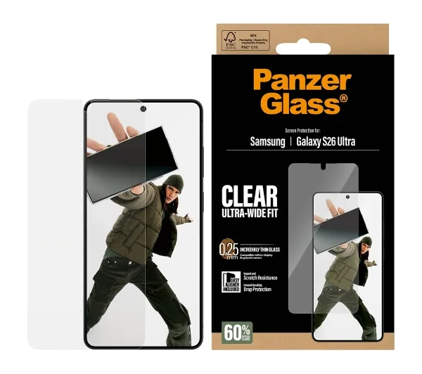 PanzerGlass Ultra-Wide Fit EasyAligner do Galaxy S26 Ultra