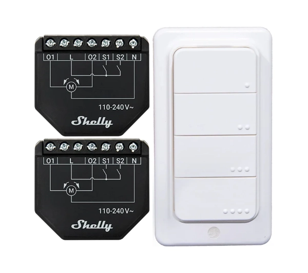Shelly Set of 2 Blind/curtain WiFi controllers Shutter + BLU RC Button 4
