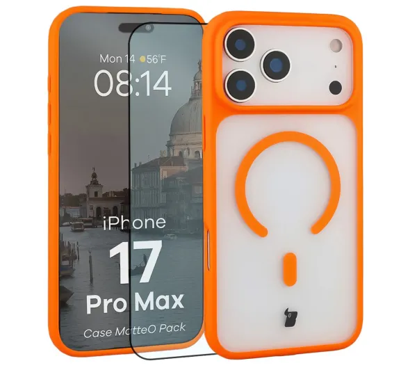 Bizon Case MatteO Pack do iPhone 17 Pro Max Pomarańczowy