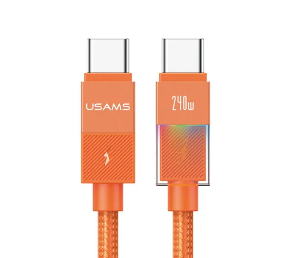 USAMS Kabel 240W USB-C do USB-C 1.2m pomarańczowy