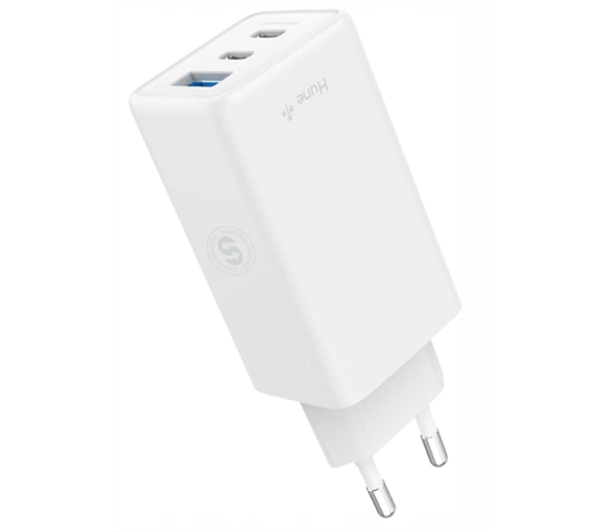 Hune Ładowarka sieciowa GaN 100W 2x USB-C+USB-A Snow White