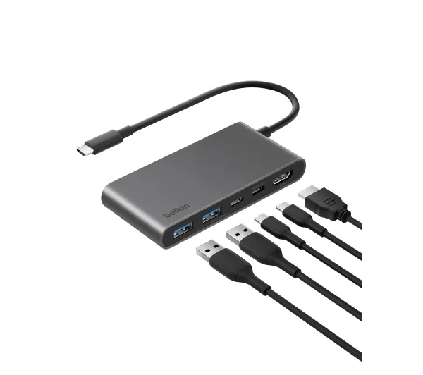 Belkin  AVC022HQSGY USB-C, 2 x USB-A, 2 x USB-C PD 100W HDMI 2.0 4K 5Gbps Szary