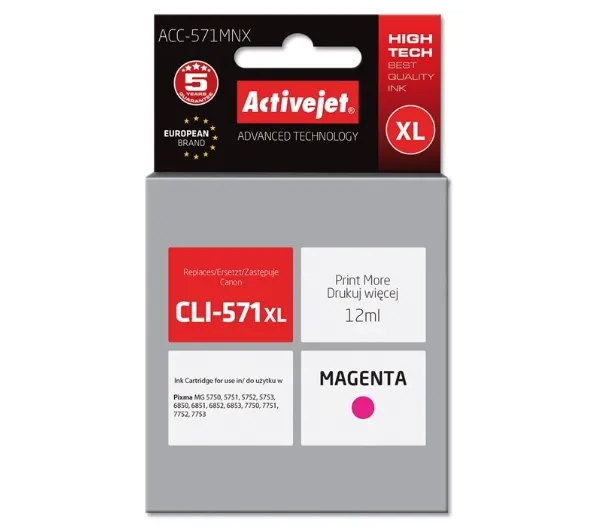 ActiveJet ACC-571MNX (zamiennik CLI-571XL) Purpurowy 12 ml