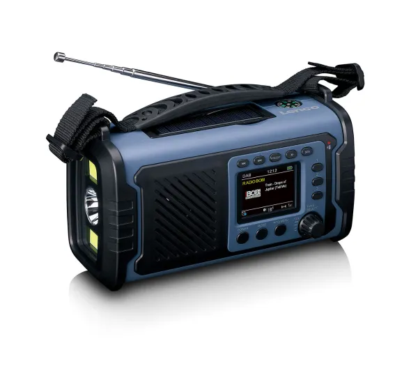 Lenco PDR-255BU Ładowanie solarne Na korbkę Latarka Powerbank Radio DAB+ Niebieski
