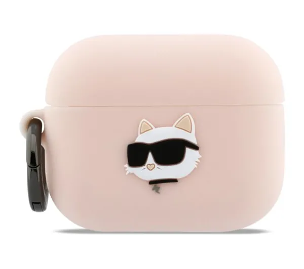 Karl Lagerfeld Silicone Choupette Head 3D do Apple AirPods Pro 3 Różowy