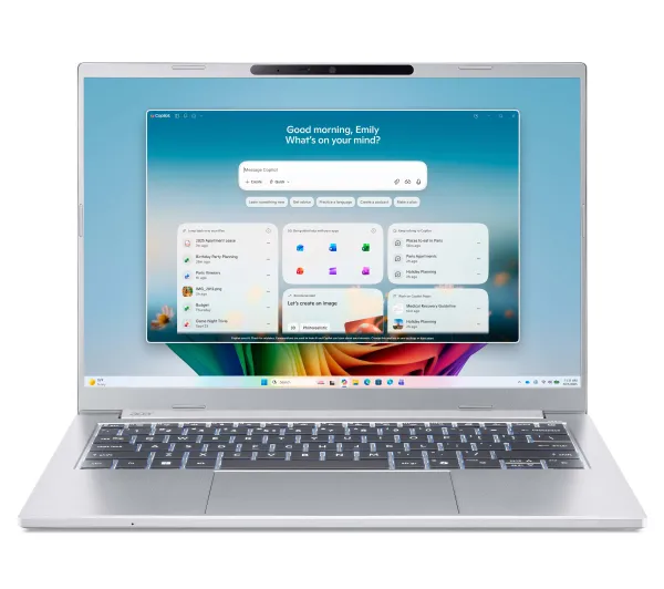 Acer Aspire 14 AI A14-I71M OLED 14" Ultra 9 386H 16GB RAM 512GB Dysk SSD Win11 Srebrny Funkcje AI