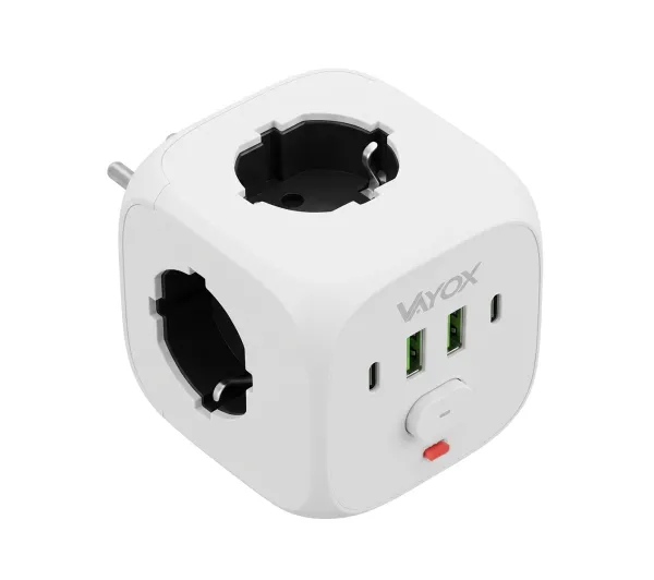 Vayox VA0472W 2x USB-A 2x USB-C 3 gniazda Biały