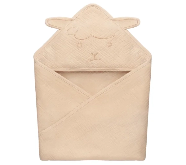 Lionelo Muslin Hooded Towel Beige Sand