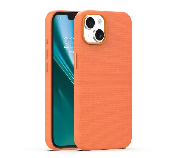 Mocne etui do iPhone 13 pomarańczowe Etteri z ochronną warstwą mikrofibry