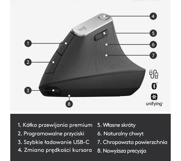 Logitech MX Vertical Grafitowy - Kup na Raty - RRSO 0%
