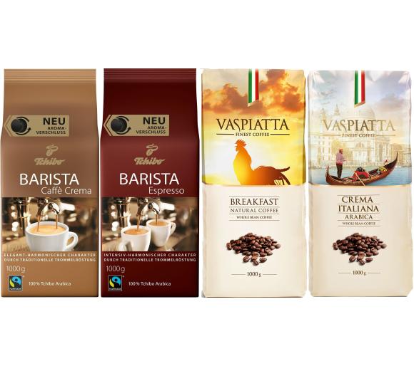 kawa Tchibo Barista Cafe Crema + Espresso + Vaspiatta Breakfast + Crema Italiana 4kg