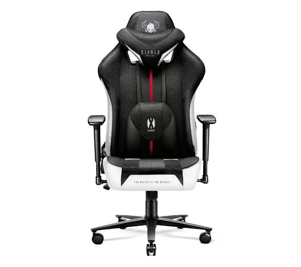Diablo Chairs X-Player 2.0 King Size Gamingowy do 160kg Skóra ECO Tkanina Czarno-biały