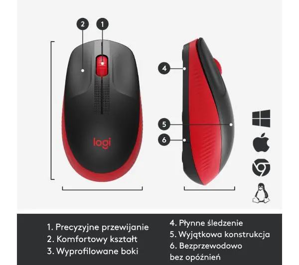 Logitech M190 Czarno-czerwony