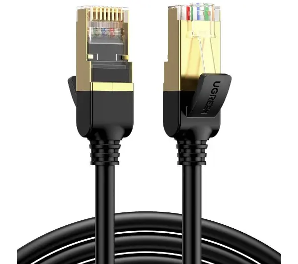 Ugreen Okrągły kabel sieciowy UGREEN NW107 Ethernet RJ45, Cat.7, STP, 10m (czarny)