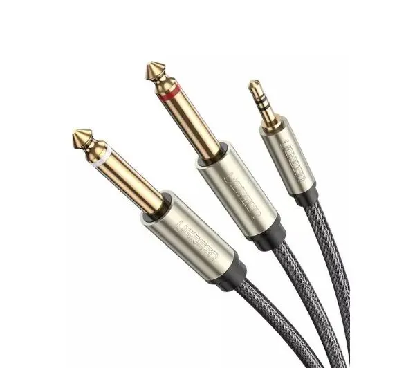 Kabel TRS 3.5 mm - 2 x Jack 6.35 mm UGREEN 1 m