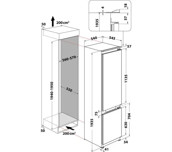 Whirlpool WHC20 T352 Pełny No Frost 193,5cm Komora świeżości - DRUGI -30%, ALBO 5-TY ZA 1ZŁ - Kup na Raty - RRSO 0%