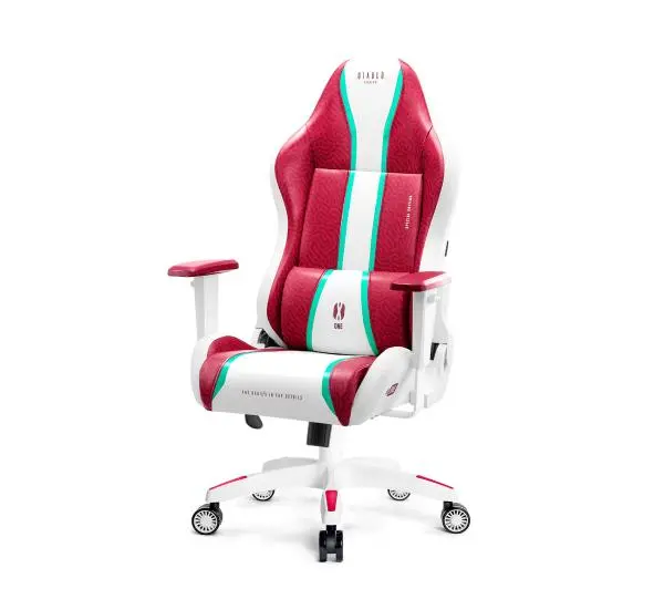 Diablo Chairs X-One 2.0 Normal Size Gamingowy do 136kg Skóra ECO Tkanina Biało-czerwony - Kup na Raty - RRSO 0%