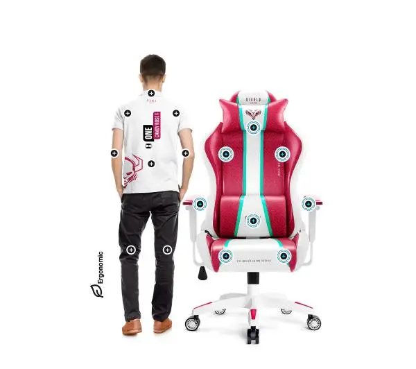 Diablo Chairs X-One 2.0 Normal Size Gamingowy do 136kg Skóra ECO Tkanina Biało-czerwony - Kup na Raty - RRSO 0%