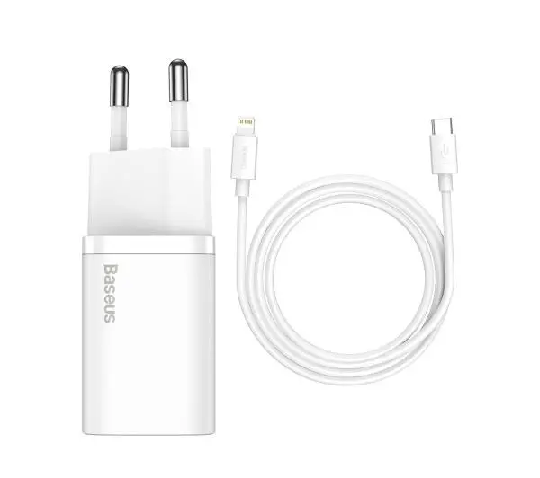 Baseus TZCCSUP-B02 Super Si Quick Charger 1C 20W + kabel USB-C do Lightning 1m Biały