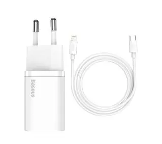 Baseus TZCCSUP-B02 Super Si Quick Charger 1C 20W + kabel USB-C do Lightning 1m Biały - ⚡ BESTSELLERY ⚡