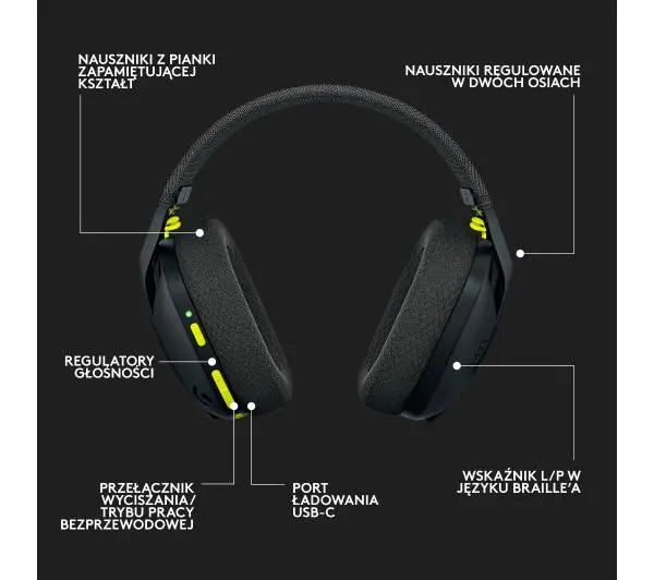 Logitech G435 Lightspeed Nauszne Czarny