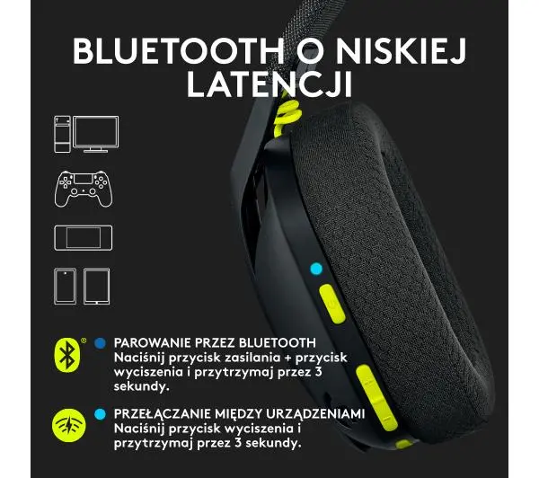Logitech G435 Lightspeed Nauszne Czarny