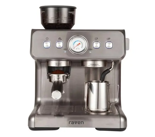 Ekspresy do kawy ciśnieniowe - Raven EER003 Kolbowy z młynkiem żarnowym Kolba 58 mm 1550W