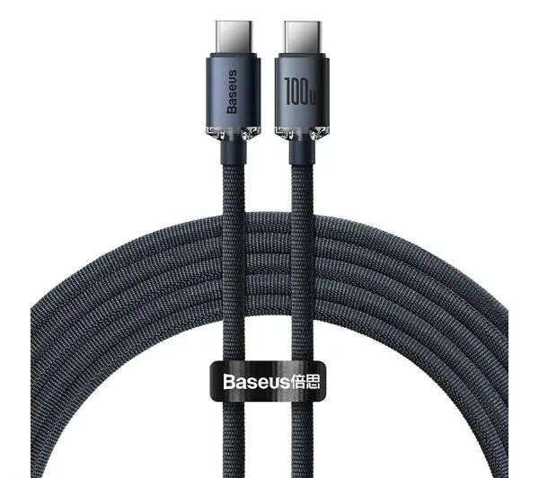 Baseus USB-C do USB-C Crystal Shine 100W 1,2m Czarny