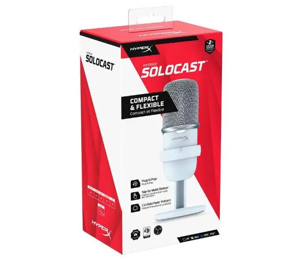 HyperX SoloCast  Przewodowy Pojemnościowy Biały