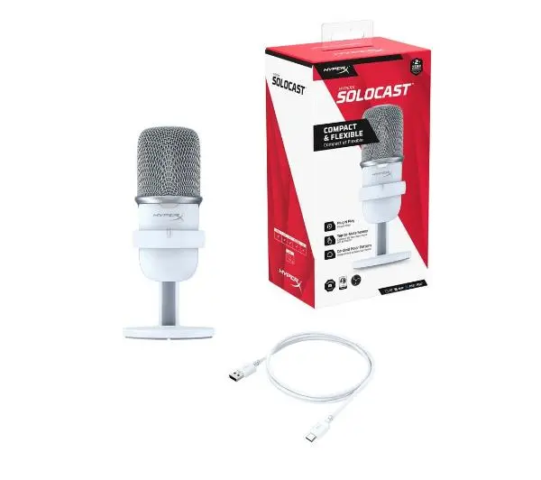 HyperX SoloCast  Przewodowy Pojemnościowy Biały