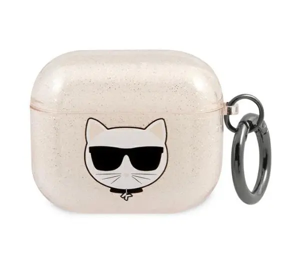 Karl Lagerfeld KLA3UCHGD Glitter Choupette Head AirPods 3 Cover Złoty-Zdjęcie-0