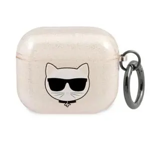 Karl Lagerfeld KLA3UCHGD Glitter Choupette Head AirPods 3 Cover Złoty