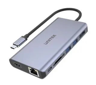 Unitek D1056A, USB-C, 2x USB 3.1, HDMI, DP, RJ45, czytnik SD