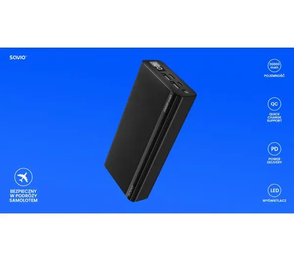 Savio BA-05 20000mAh 20W Czarny