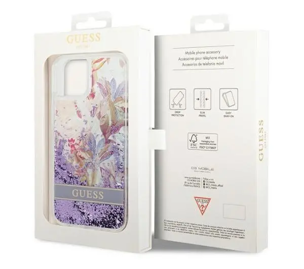Guess Flower Liquid Glitter GUHCP14MLFLSU do iPhone 14 Plus