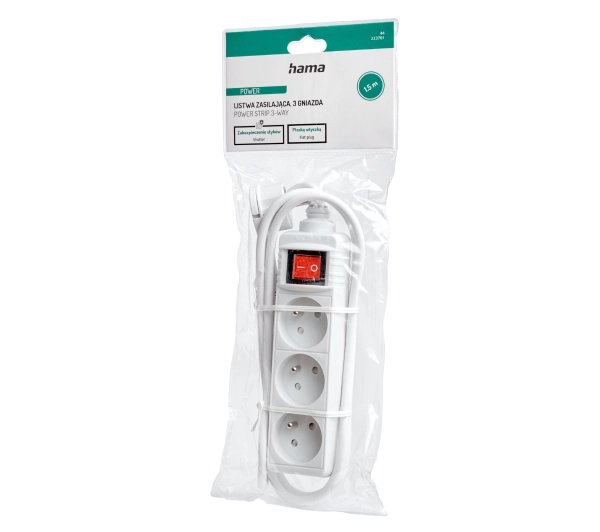 Hama 44223701 Standard 3 gniazda 1,5m Biały