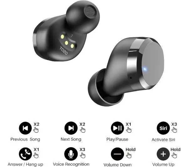 Tozo T12 Pro Dokanałowe Bluetooth 5.3 Czarny