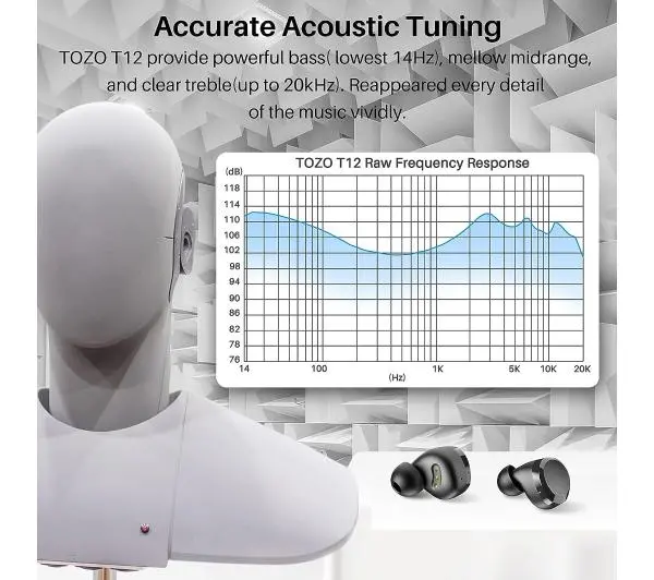 Tozo T12 Pro Dokanałowe Bluetooth 5.3 Czarny