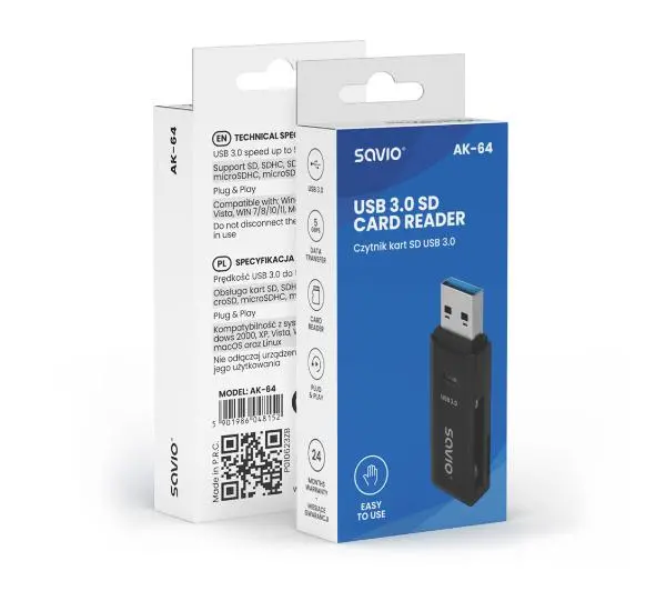 Savio AK-64 USB 3.0 Czarny