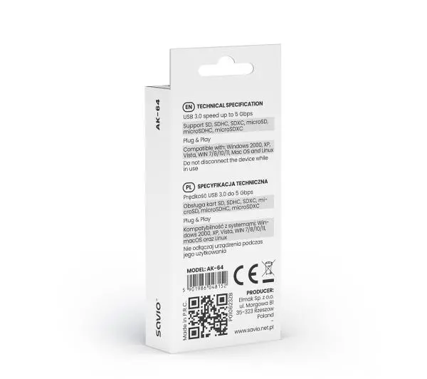 Savio AK-64 USB 3.0 Czarny