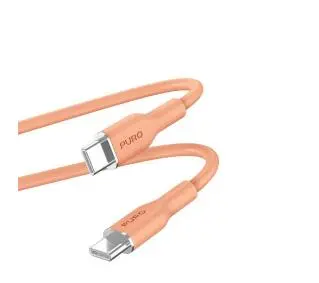 Puro ICON Soft PUUSBCUSBCICONLORA USB-C do USB-C 1,5m Brzoskwiniowy