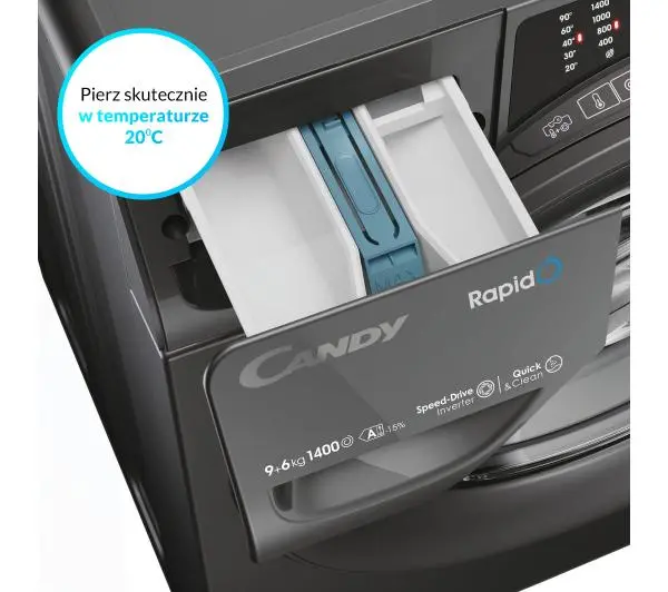 Candy RapidO ROW 4966DWRR7-S 51cm 9kg/6kg Zdalne sterowanie - Kup na Raty - RRSO 0%