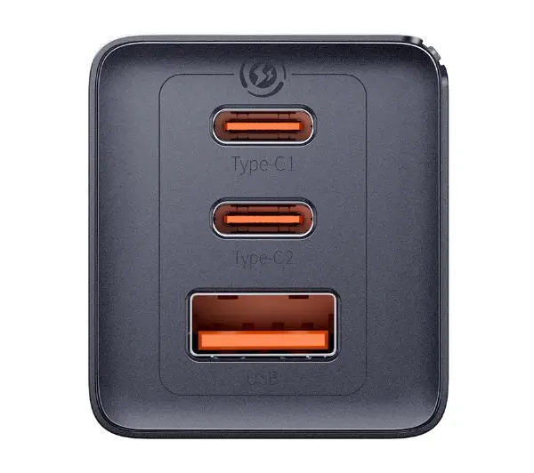 Baseus GaN5 2x USB-C + USB 65W + kabel 1m Szary