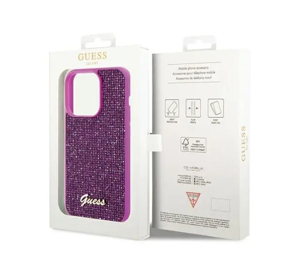 Guess Disco Metal Script GUHCP14LPMSDGSF do iPhone 14 Pro Różowy