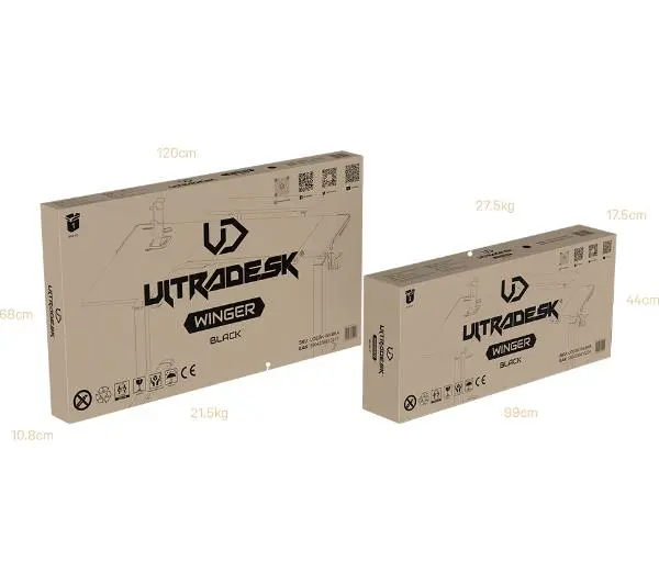 Ultradesk WINGER 155cm Regulacja wysokości Czarny - Kup na Raty - RRSO 0%