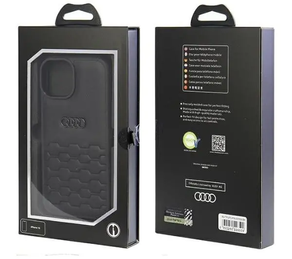 AUDI GT Synthetic Leather AU-TPUPCIP15-GT/D2-BK do iPhone 15 Czarny