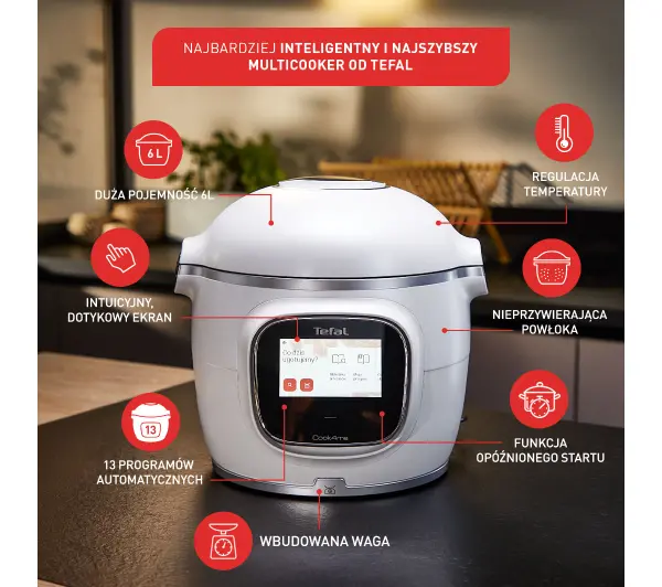 Tefal Cook4me Touch Pro CY9431 1600W 6l Kosz do gotowania na parze - ⚡ EURO HIT CENOWY! ⚡ - Kup na Raty - RRSO 0%