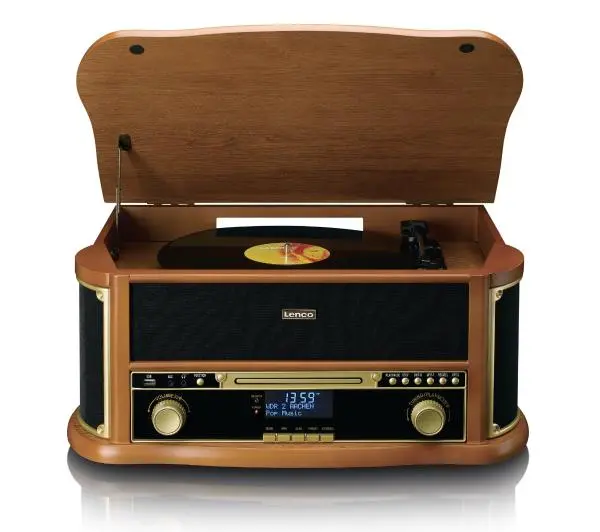 Lenco TCD-2571WD Półautomatyczny Napęd paskowy Przedwzmacniacz Bluetooth Odtwarzacz CD Magnetofon Drewno